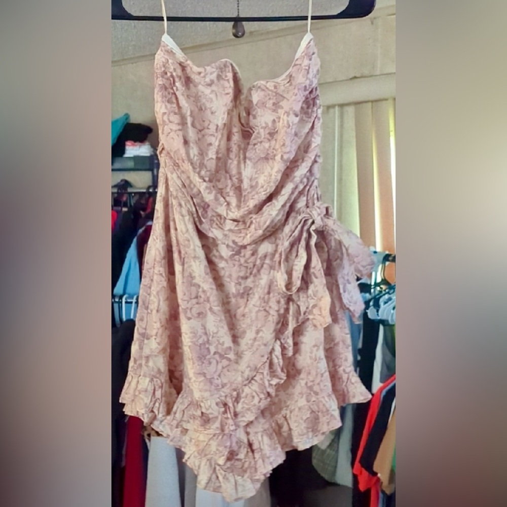 🌸 Olivaceous Ruby & Blush Floral Wrap Romper | Size L 🌸
